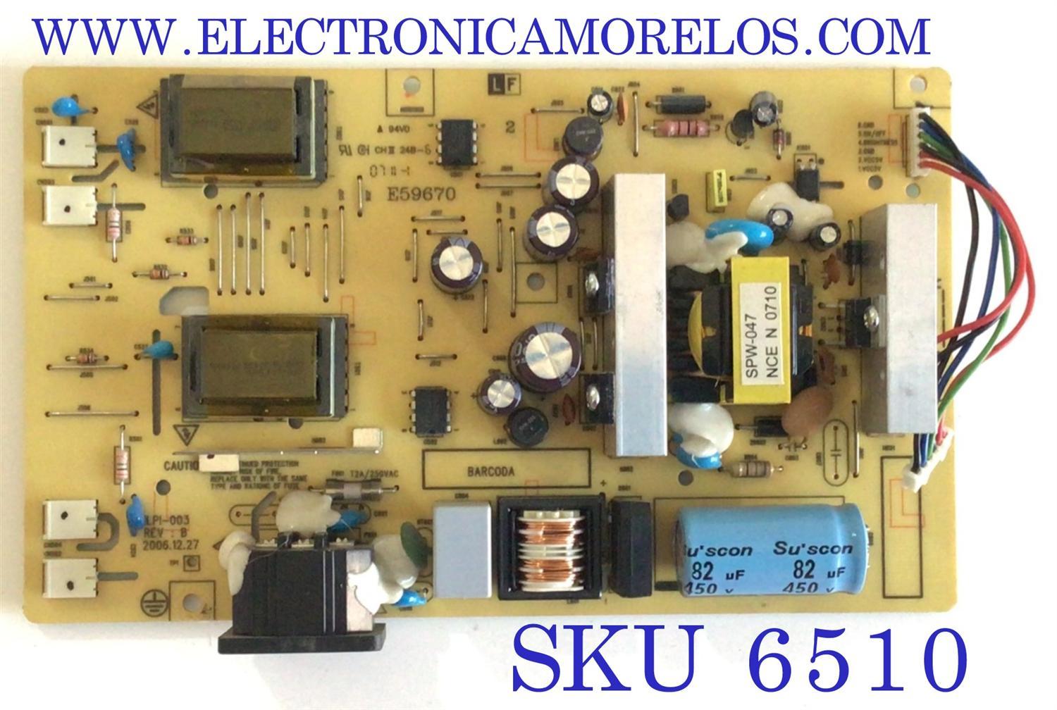 FUENTE PARA MONITOR ACER / NUMERO DE PARTE 790401400A60R / 490401400210R / PANEL LM170E01(TL)(BB) / MODELO AL1706 A